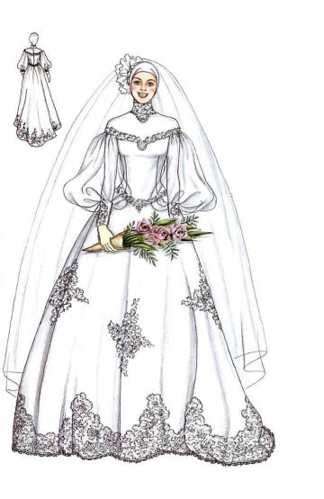 ilustrasi bisnis baju pengantin muslim