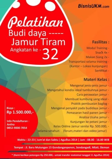 pelatihan budidaya jamur tiram angkatan ke-32