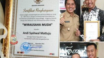 Ketua Komunitas Tangan Diatas Raih Piagam Wirausaha Muda dari Pemkot Makassar