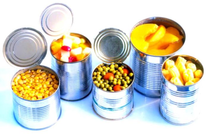 Assorted tins of fruit & vegetables